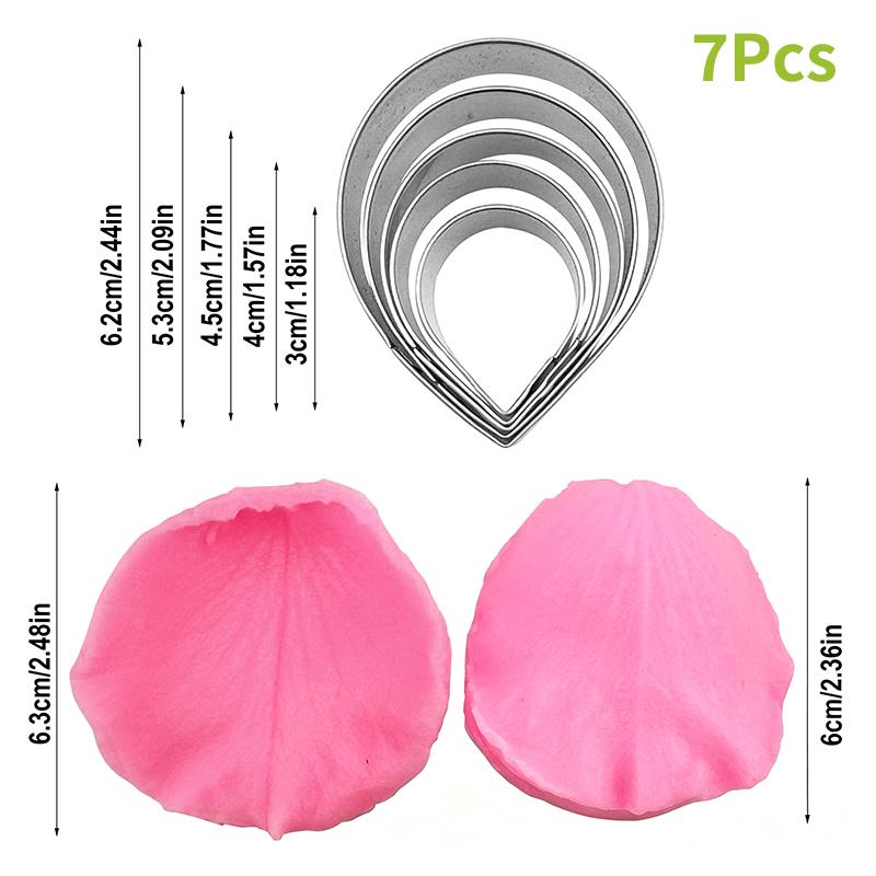 5/7Pcs Peony Petal Veiner Silicone Mold with Stainless Steel Cutter Handmade Fondant Flower Molds for Cake Decorating Bakeware T