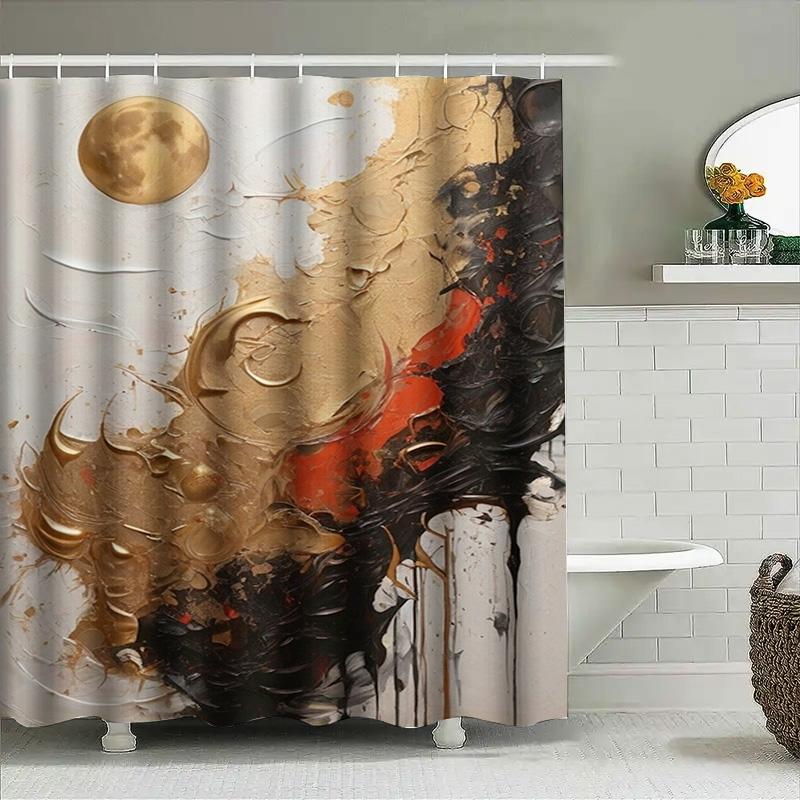 Modern Art Bathroom Shower Curtain Luxury Moon Abstract Design 3D Effect Printing Decorative Waterproof Shower Curtains For Home