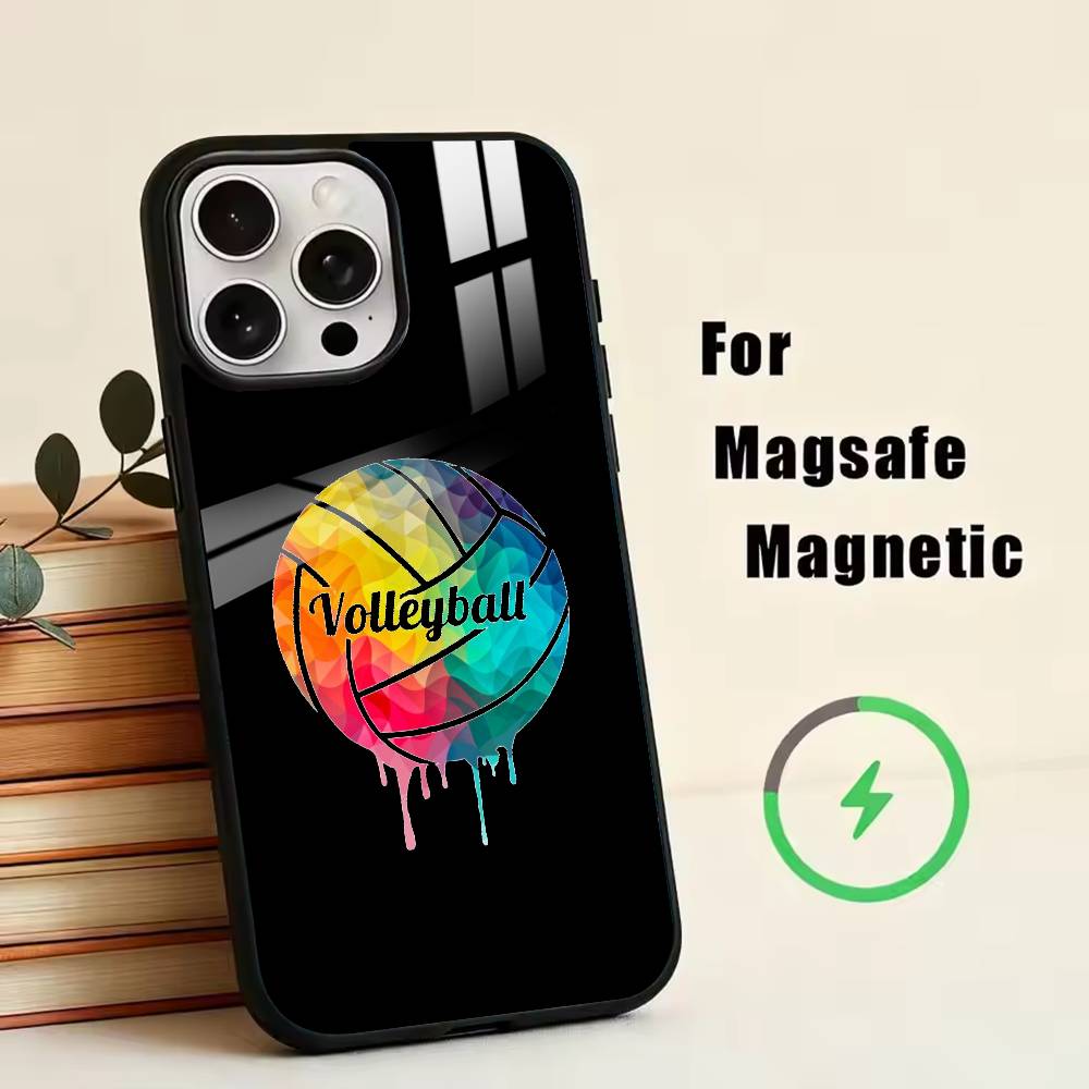 Volleyball Painted  Phone Case For iPhone17,16,15,14,13,12,11 Plus,Pro Magnetic For Magsafe Wireless Charging