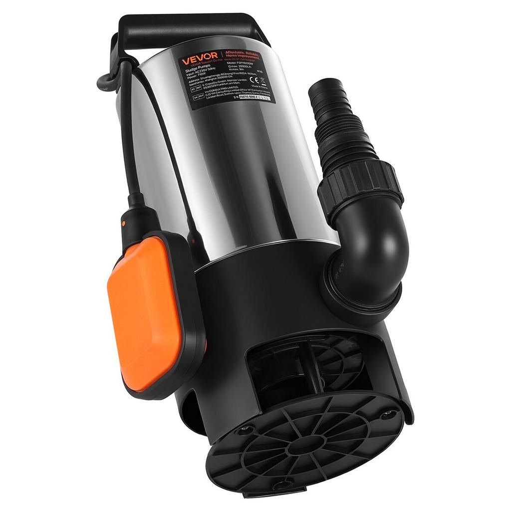 Pompa Sommersa per Pozzetto 710W, 20000 L/H, Pompa Sommersa in Acciaio Inossidabile per Acque Sporche e Pulite con Interruttore a Galleggiante Automatico, Cavo Lungo, Prevalenza Massima 9M,