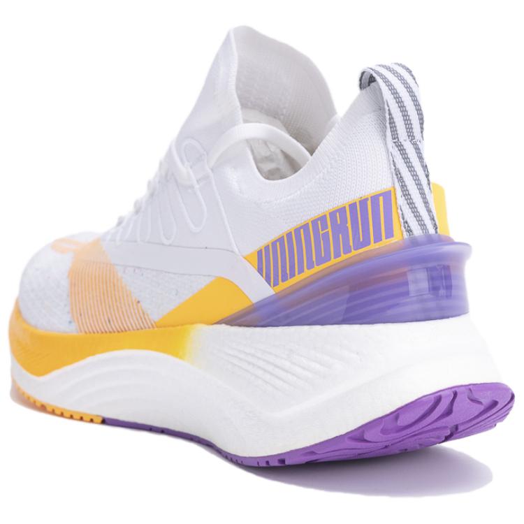 Li Ning Yue Ying 1.0 Fabric Shock Absorbing Breathable Low Top Running Shoes Men Sneakers White Orange ARHS005-4