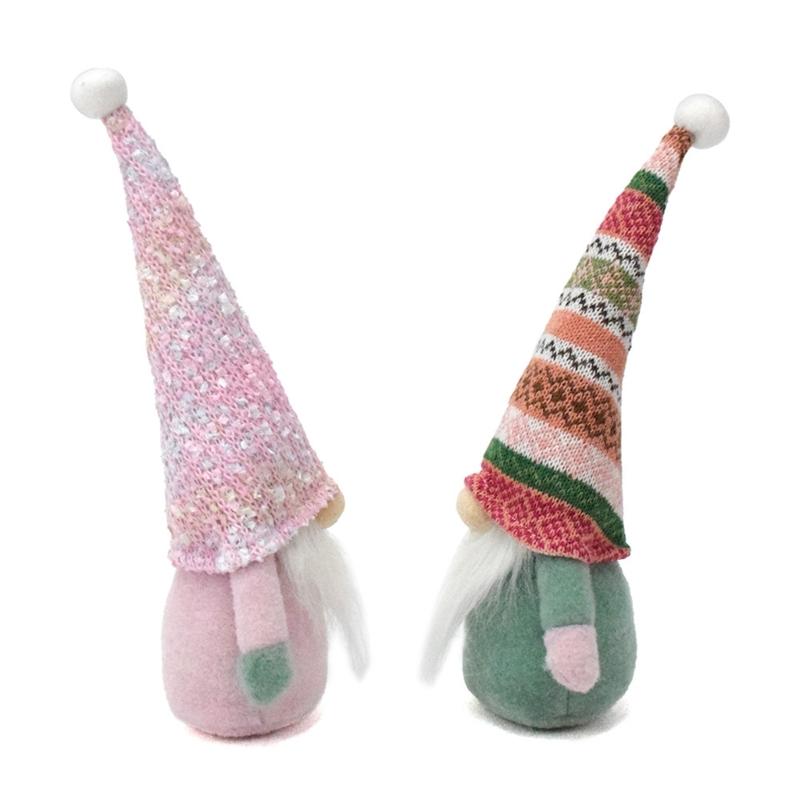Set of 2 Christmas Ethnic Gnomes Dolls Decors Handmade Scandinavian Tomte Figures Ornaments for Home and Party Display