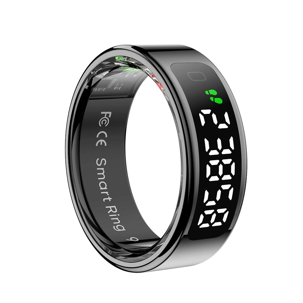R11 Smart Ring with Display Screen and Touch Heart Rate Blood Oxygen Monitor Ring Wireless Charging Fitness Ring for Men Women