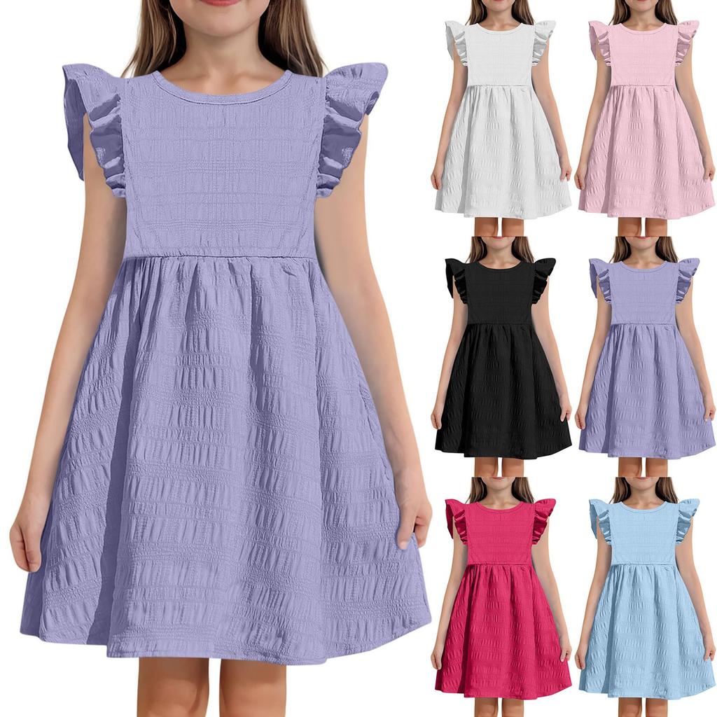 Summer Children Thin Sleeveless Princess Wind Vest Round Collar Cute Casual Dress