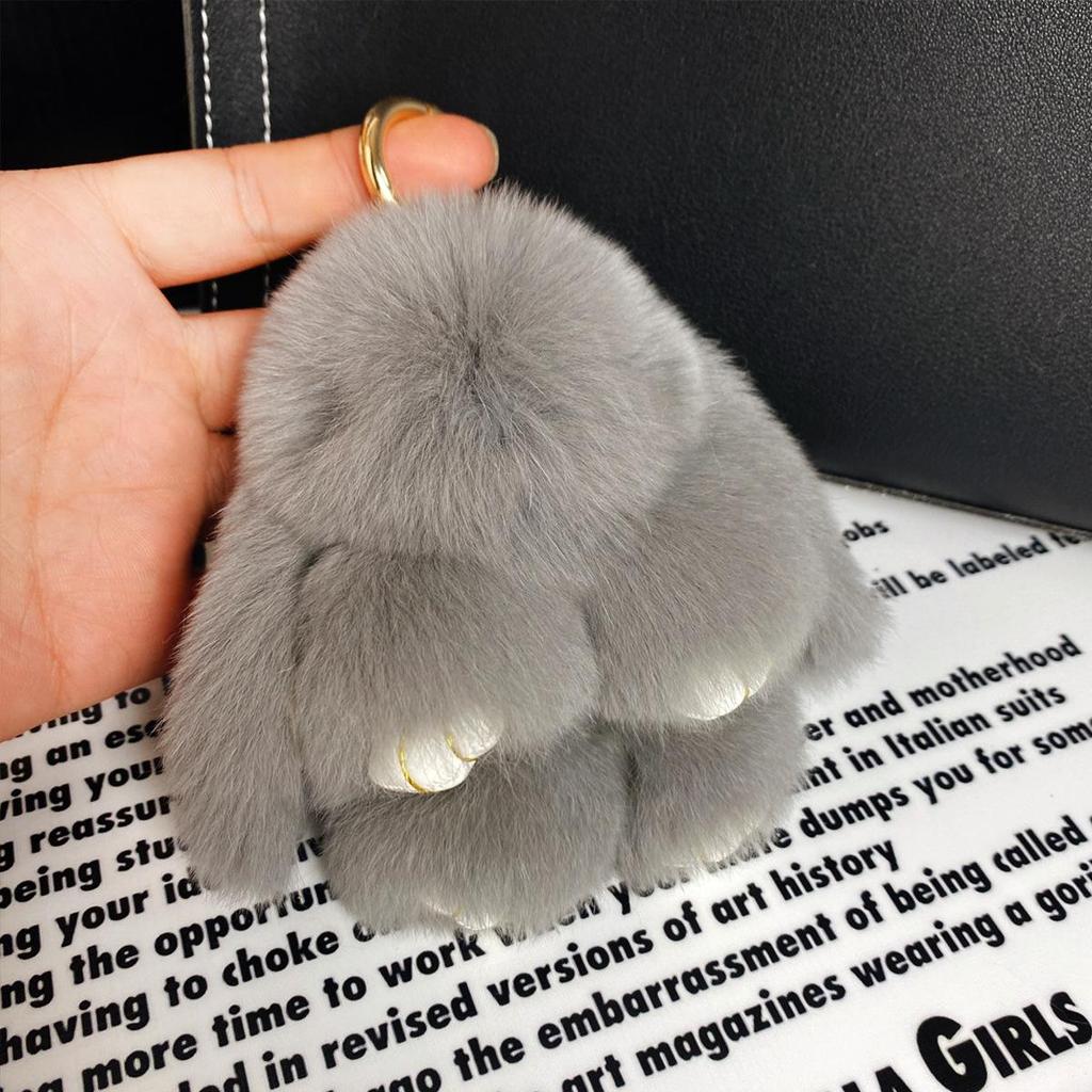 Mini Rex Rabbit Fur Pom Pom Keychain Bag Charm Keyring