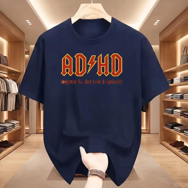 Funny T Shirt ADHD Highway T-shirt Heavy Metal Rock Style Printed Tshirt Cotton Short Sleeve Round Oversized Unisex Harajuku high quality