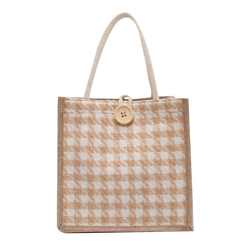 Geantă Tote Lines pentru Femei Modă Stil Coreean Ins Coș de Legume Suvenir Cutie Cadou Sac de Ambalaj din In Geantă de Mână Versatilă