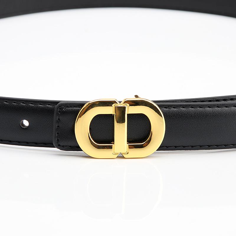Women's Versatile Fashion Leather Belt with Alloy Buckle for Dresses, Suits, and Pants