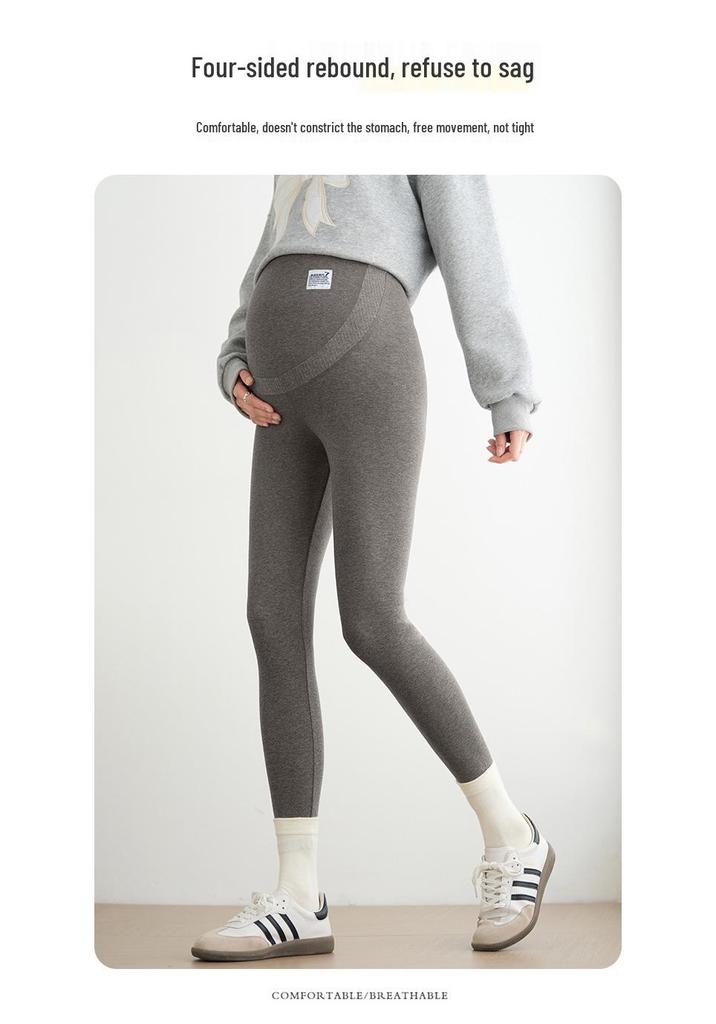 Plus Size Adjustable Maternity Leggings with Belly Support and Fleece for Spring, Autumn, and Winter