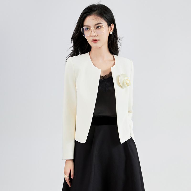 

Shenzhen Nanyou French Light Luxury Двухслойная ацетатная короткая куртка - Ранняя осень M абрикосовый