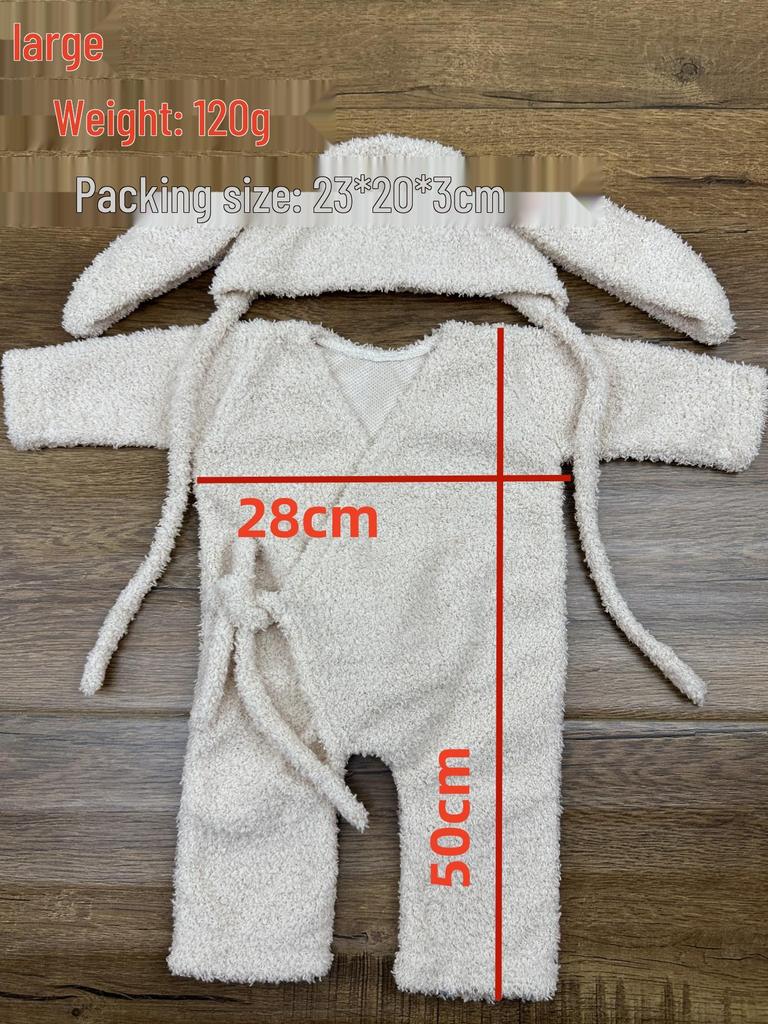 Newborn Little Rabbit Plush Onesie - Autumn/Winter First Birthday Photo Outfit Set