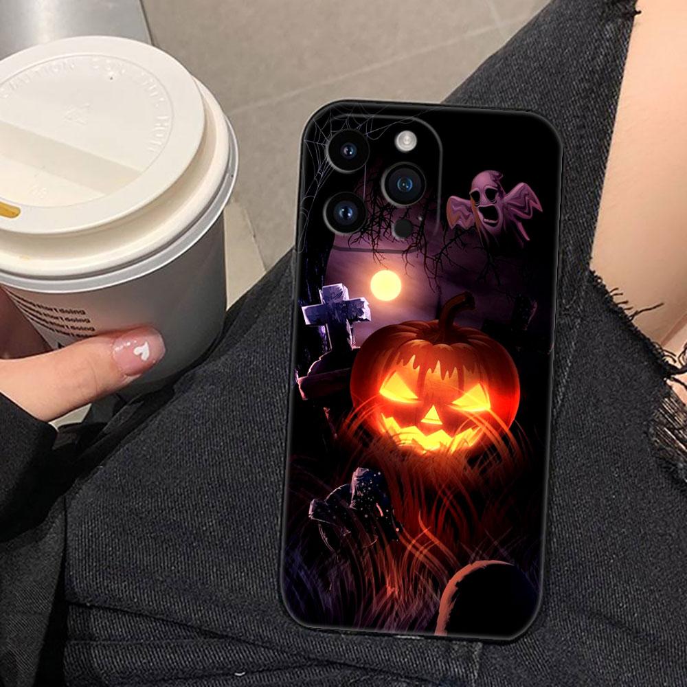 Halloween Pumpkin Bat Cover Phone Case For iphone Apple 17 AIR 16E 16 15 14 13 12 11 Pro XR Max 8 7 Plus TPU Case Funda Shell