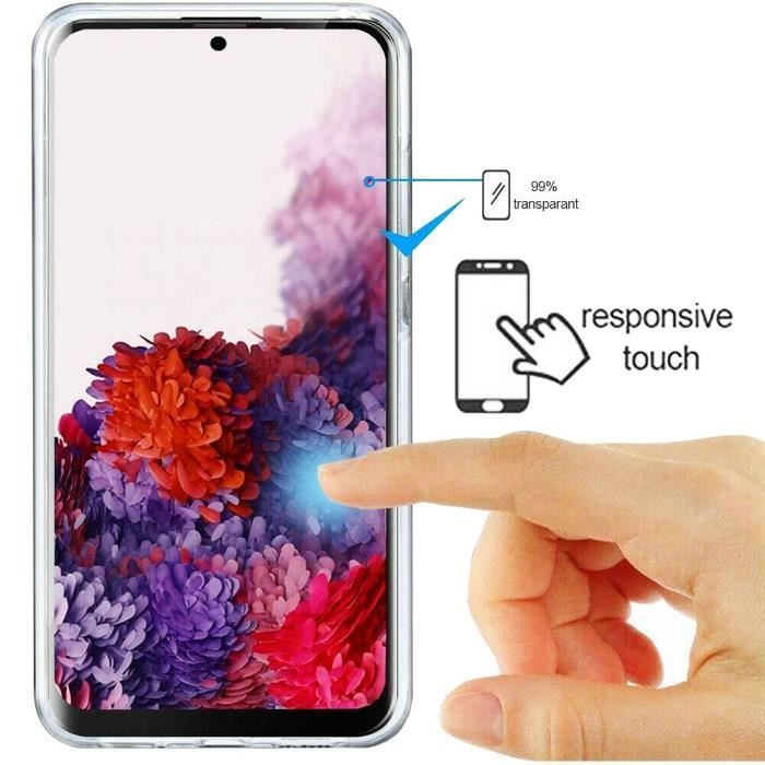 Coque Silicone - Samsung - Galaxy S20 FE - Protection intégrale - Film Verre Trempé - Transparent