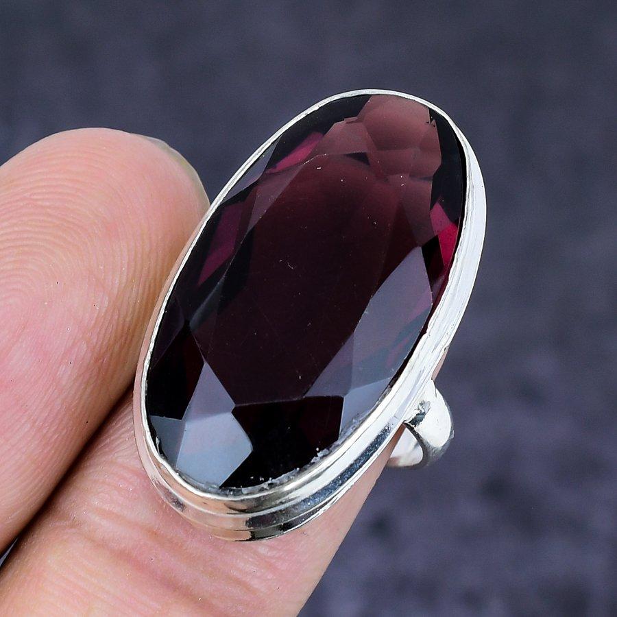 Amethyst Gemstone Handmade 925 Sterling Silver Jewelry Ring Size 5 G8I56