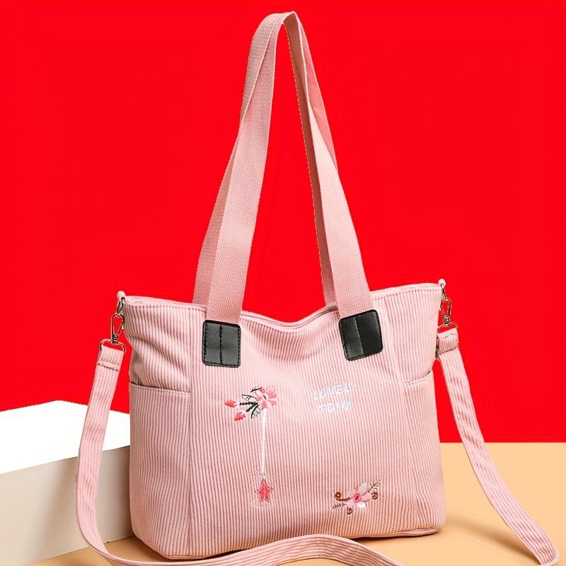 Large-capacity Tote Bag, Casual and Versatile Embroidered Shoulder Bag, Commuter Handbag