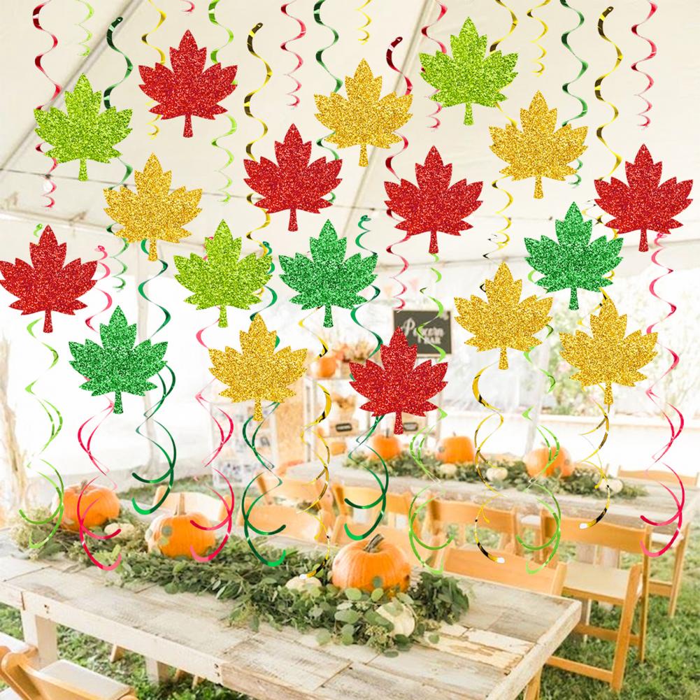 Export Hanging Swirls Exquisite Theme Party Decorations Autumn Harvest Maple Leaf Swirls Streamers Party for Birthday for Room