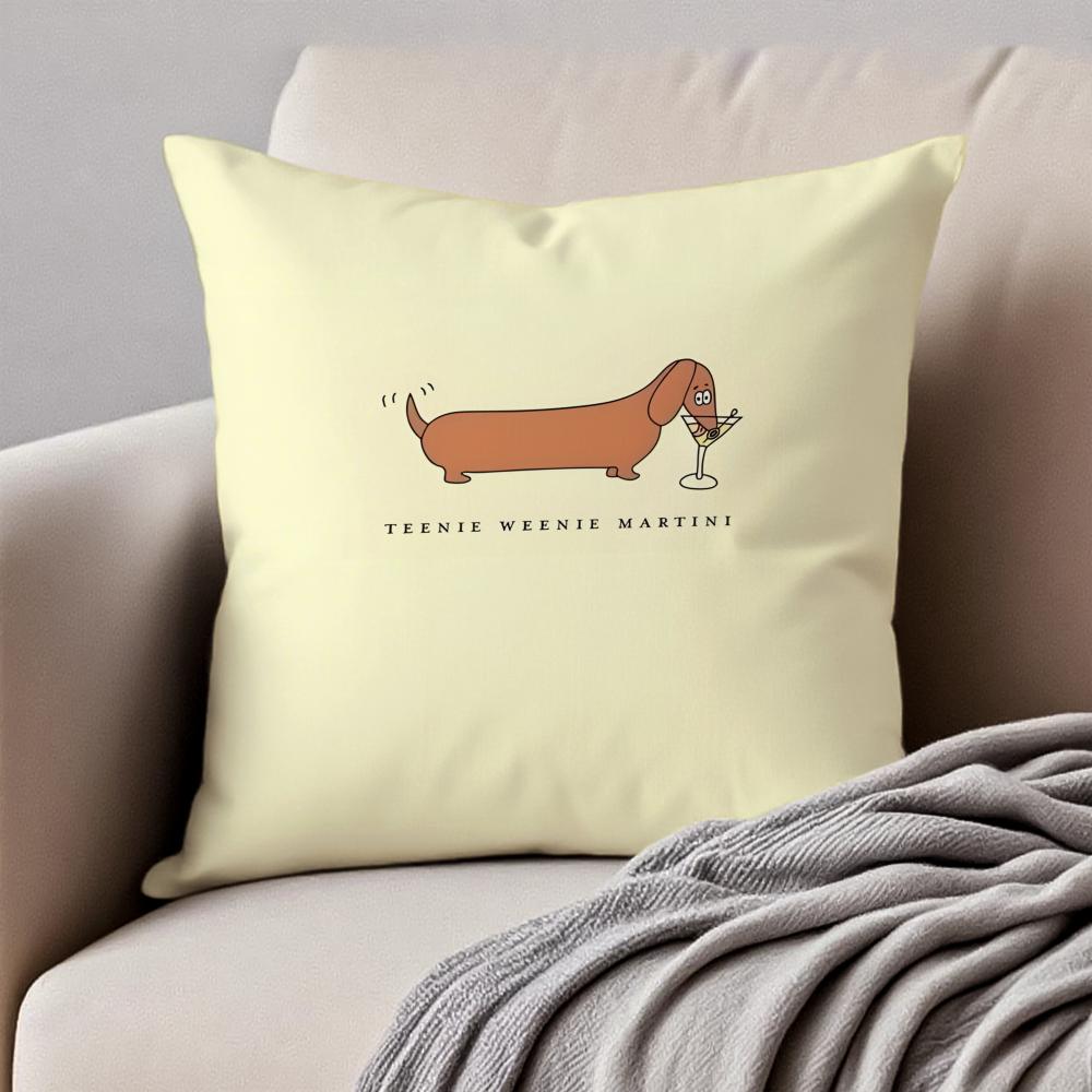 CUTE Dachshunds Cushion Cover Pillowcase Antidustmite Invisible Zipper Short Plush Sofa Cushion