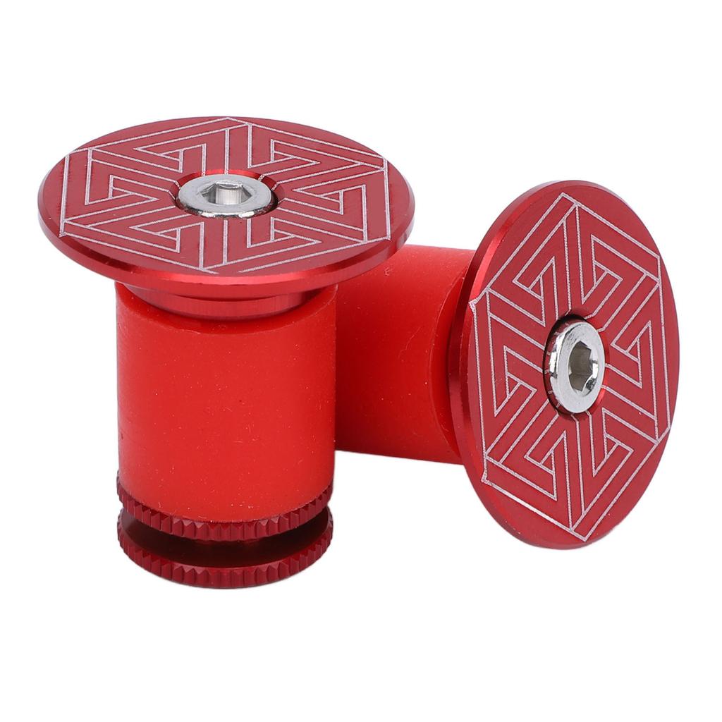 1 Pair of Handlebar Grip End Caps Aluminum Alloy Universal Bar Plugs for Mountain Road Cycling Red