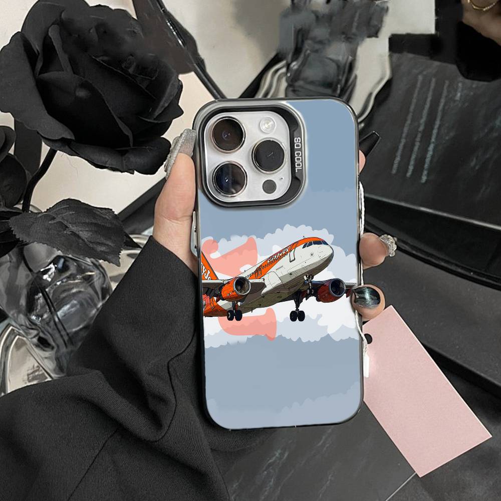 B-Graffiti Travel Airplane Pattern Phone Case For IPhone 16 17 15 14 12 13 Pro Max white Color Shockproof Cover