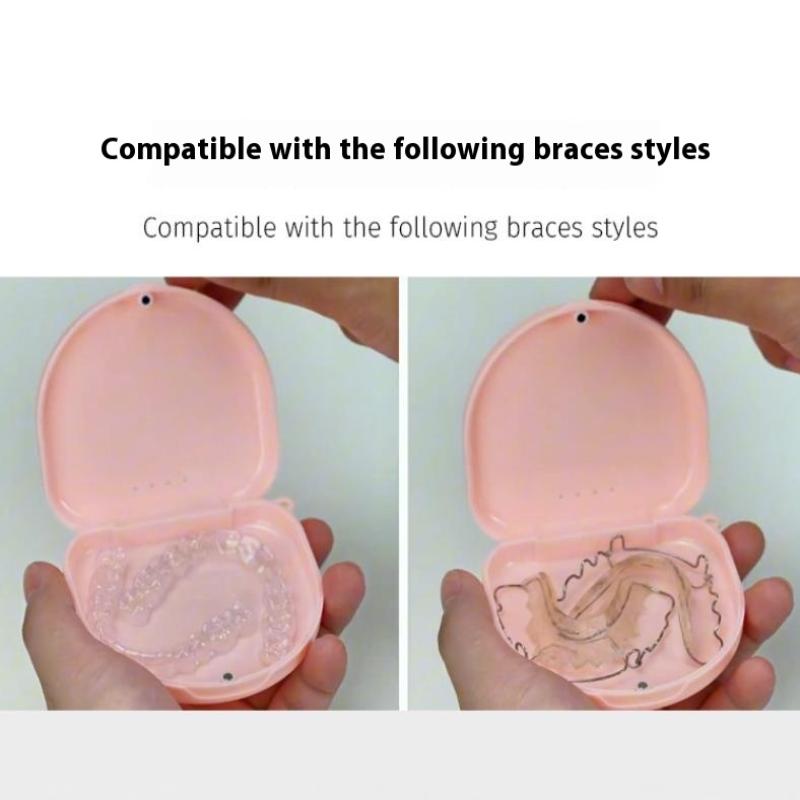 Portable Denture Tray Box Dental Retainer Box Case Plastic Teeth Container Denture Box False Teeth Protective Case With Lanyard