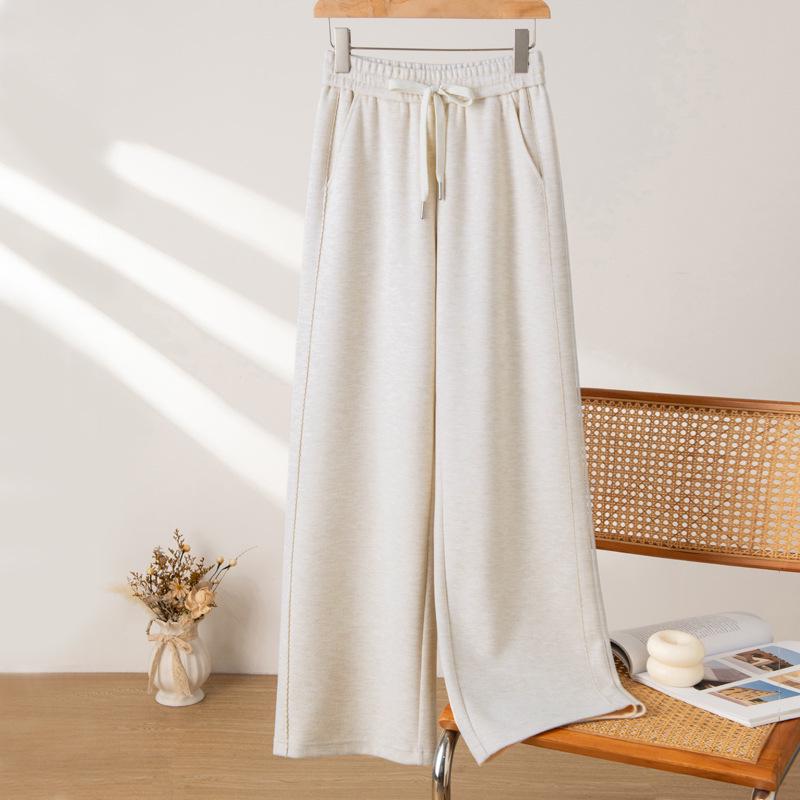 2025 Puyuan Autumn/Winter Merino Wool Blend Slimming Straight Leg Pants with Lace for Women