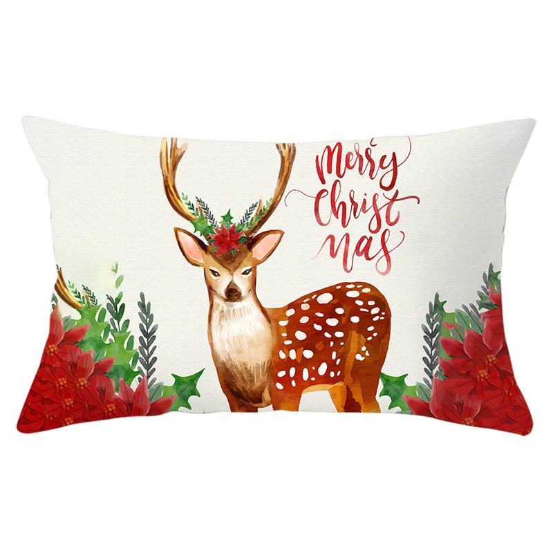 Simple Cartoon Print Series Christmas Waist Pillowcase Peach Skin Printed Pillowcase Home
