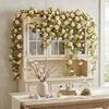 Multicolor Rose Artificial Flower Vine Green Leaves Silk Prtals Simulation Flower Vine Accessories Length 240cm