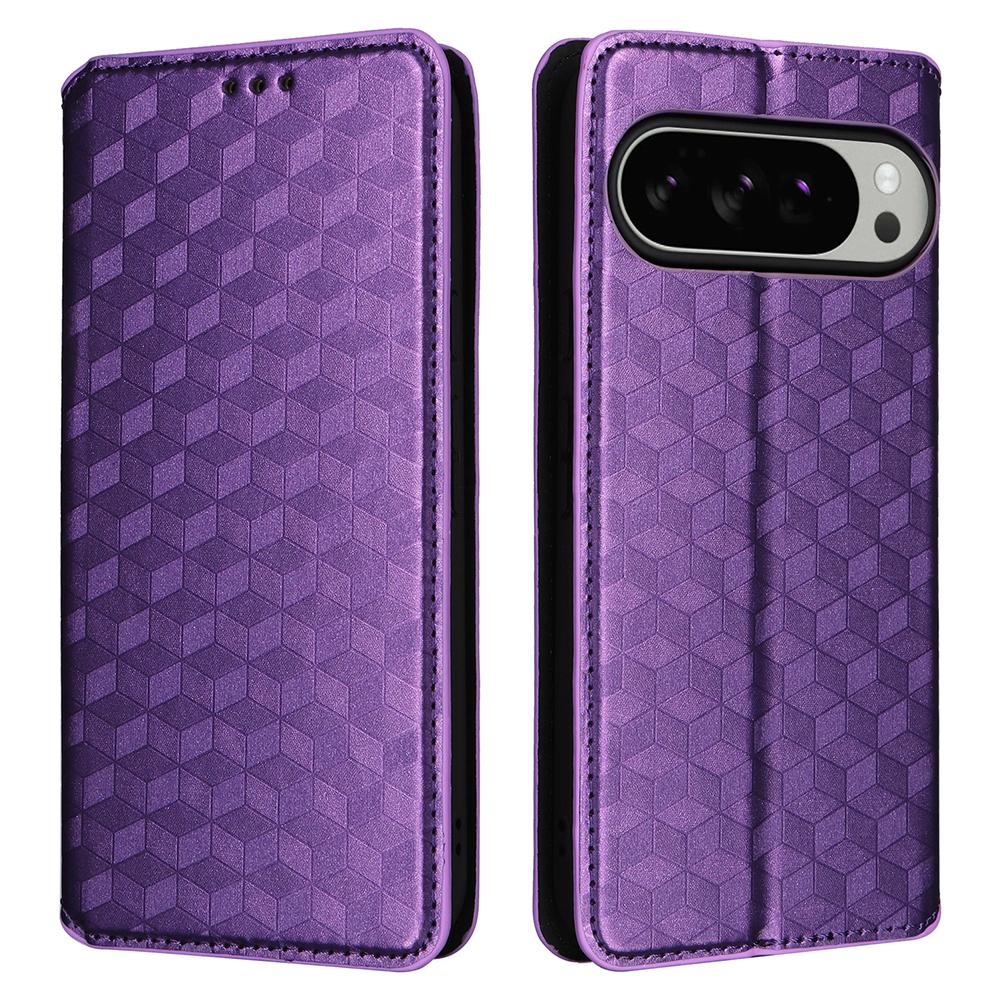 For Google Pixel 10 Pro XL Case Wallet Rhombus Imprinted Leather Phone Cover