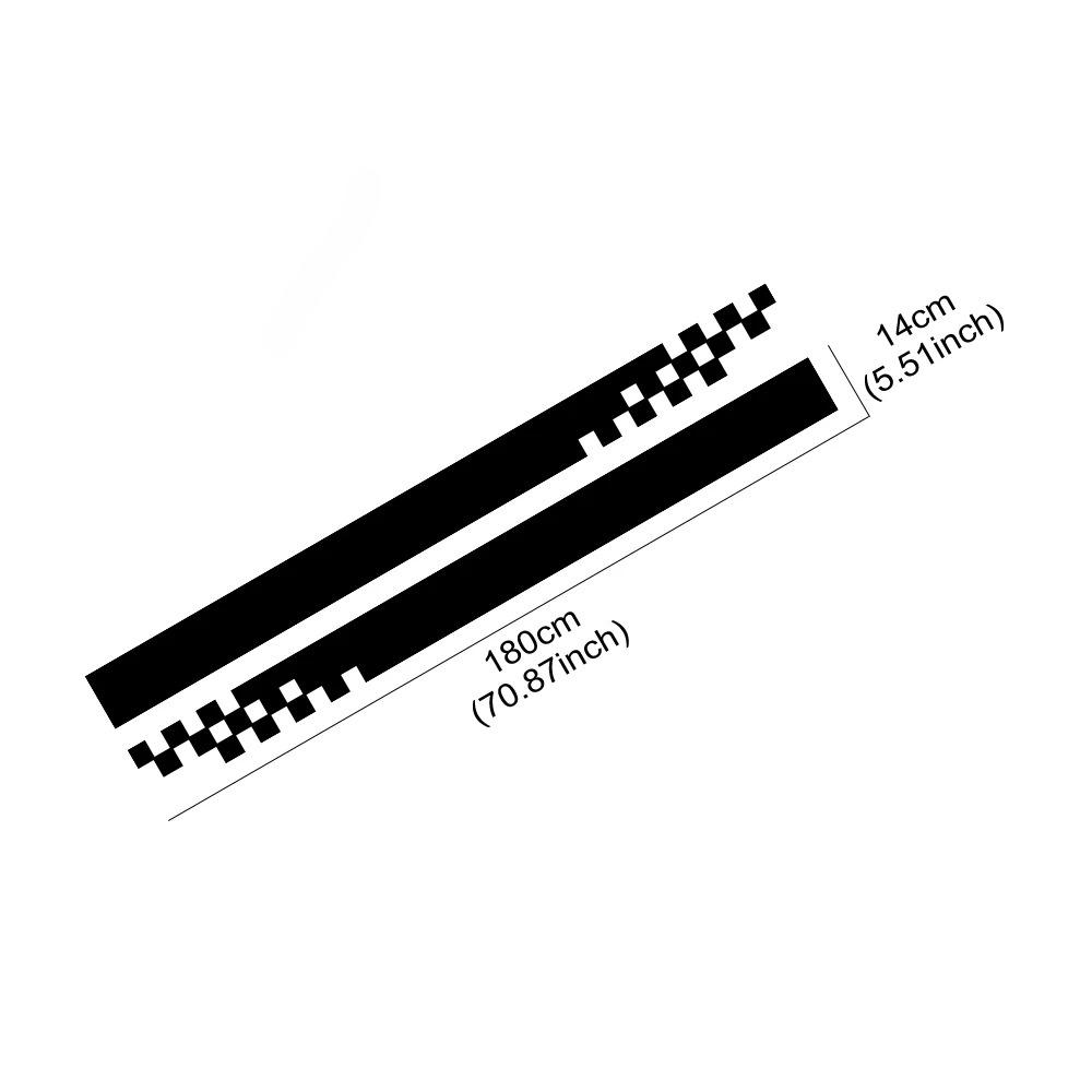 2PCS Car Side Skirt Stickers Sports Racing Stripes Car Grid Pattern Vinyl Decals Auto Body DIY Decoration Stickers Accessories