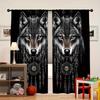 2pc Retro Wolf Sheer Curtains – Wolf Head & Dreamcatcher Print   Light-Filtering for Living Room & Study – Mystical Decor