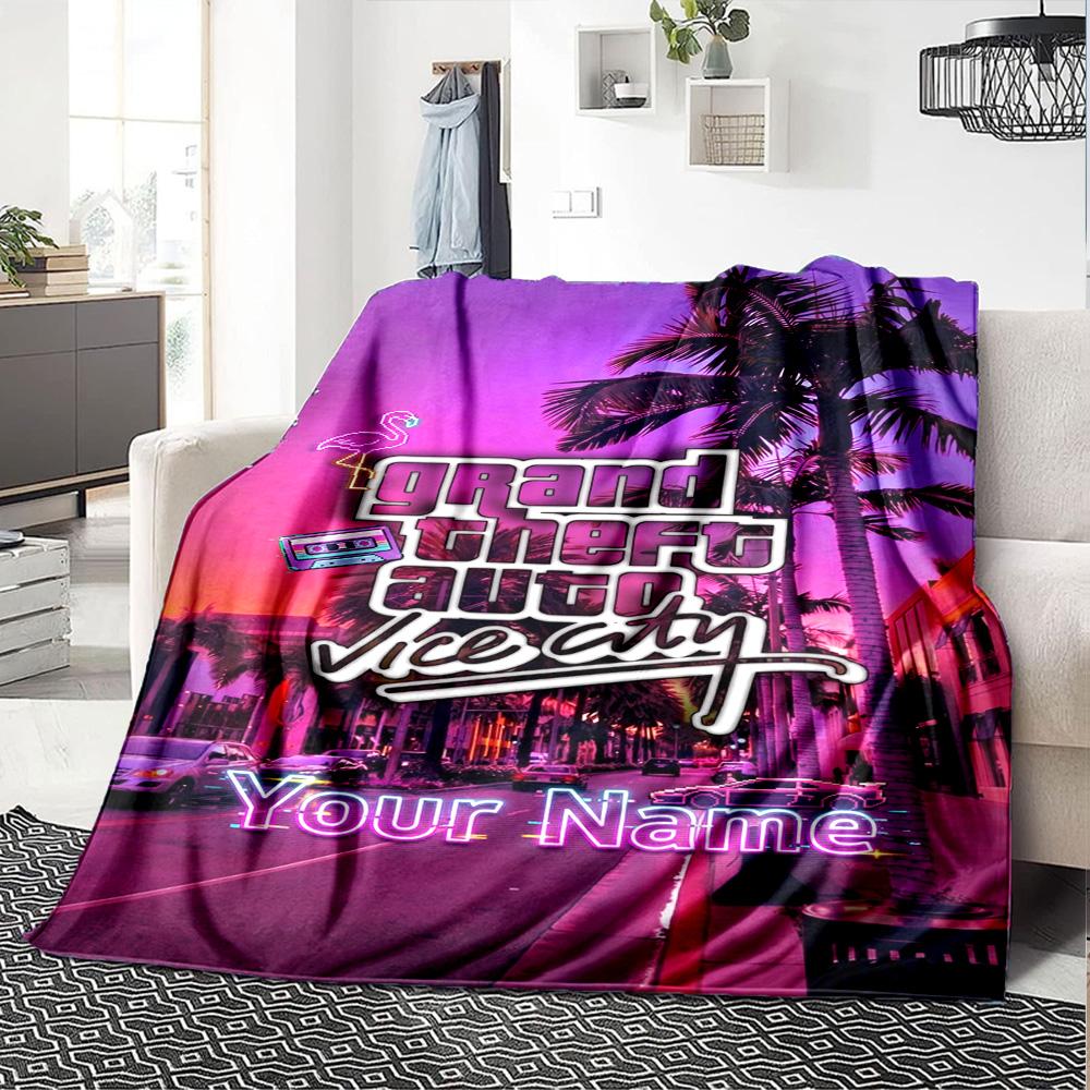 Grand Theft Auto Customize Text Blanket Lightweight Customizable Blanket Warmthful Decor Throw For Home Decor Office Chair Office Chair
