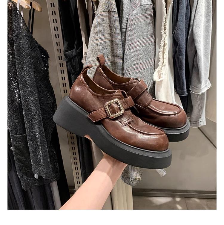 

Виноградная школьная форма маленькие кожаные туфли женские носят высококлассные лоферы на платформе в британском стиле ретро кожаные туфли женские универсальные 35