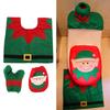 Festliches Weihnachts-WC-Sitzbezug-Set mit Weihnachtsmann-, Schneemann- und Rentiermotiven