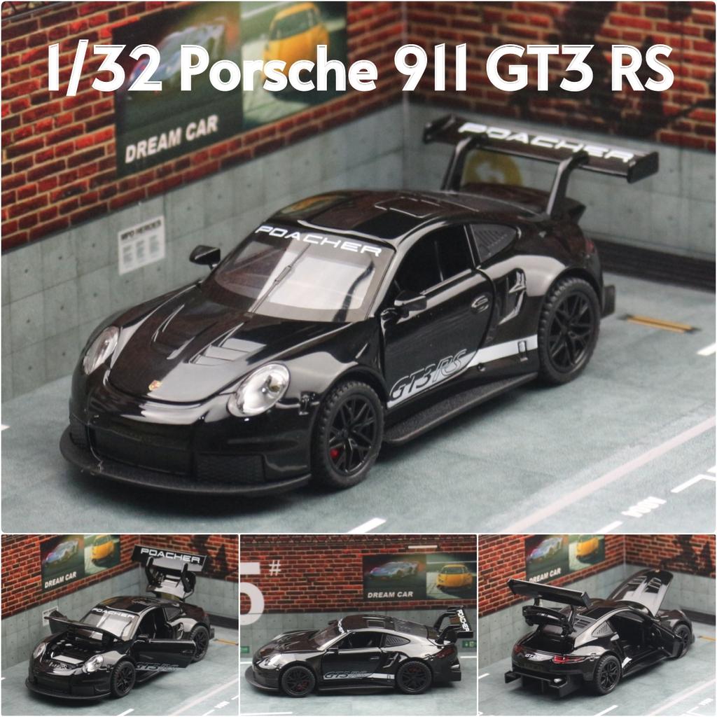 1/32 Porsche 911 GT3 RS Racing Toy Car Model Diecast Metal Rally Miniature Pull Back Sound & Light Collection Gift for Boys Kid
