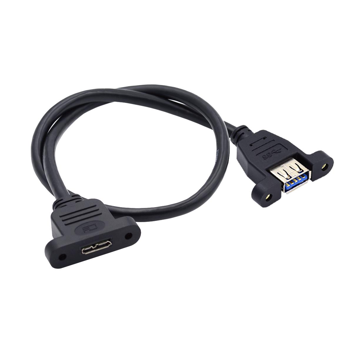

U3-083-AF 50cm Type-A USB 3.0 Female to Micro 3.0 Type-B Female Screw Mount Type 5Gbps Extension Cable As Shown A