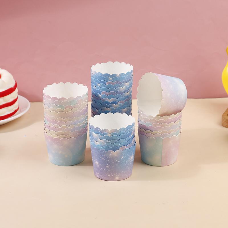 50Pcs Regenbogen Cupcake Liner Für Backen Gradienten Cupcake Wrapper Backen Tassen