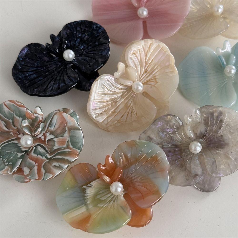 Side Clip Flower Duckbill Clip Butterfly Orchid Fresh Barrettes Simple Acetic Acid Hairpin  Female