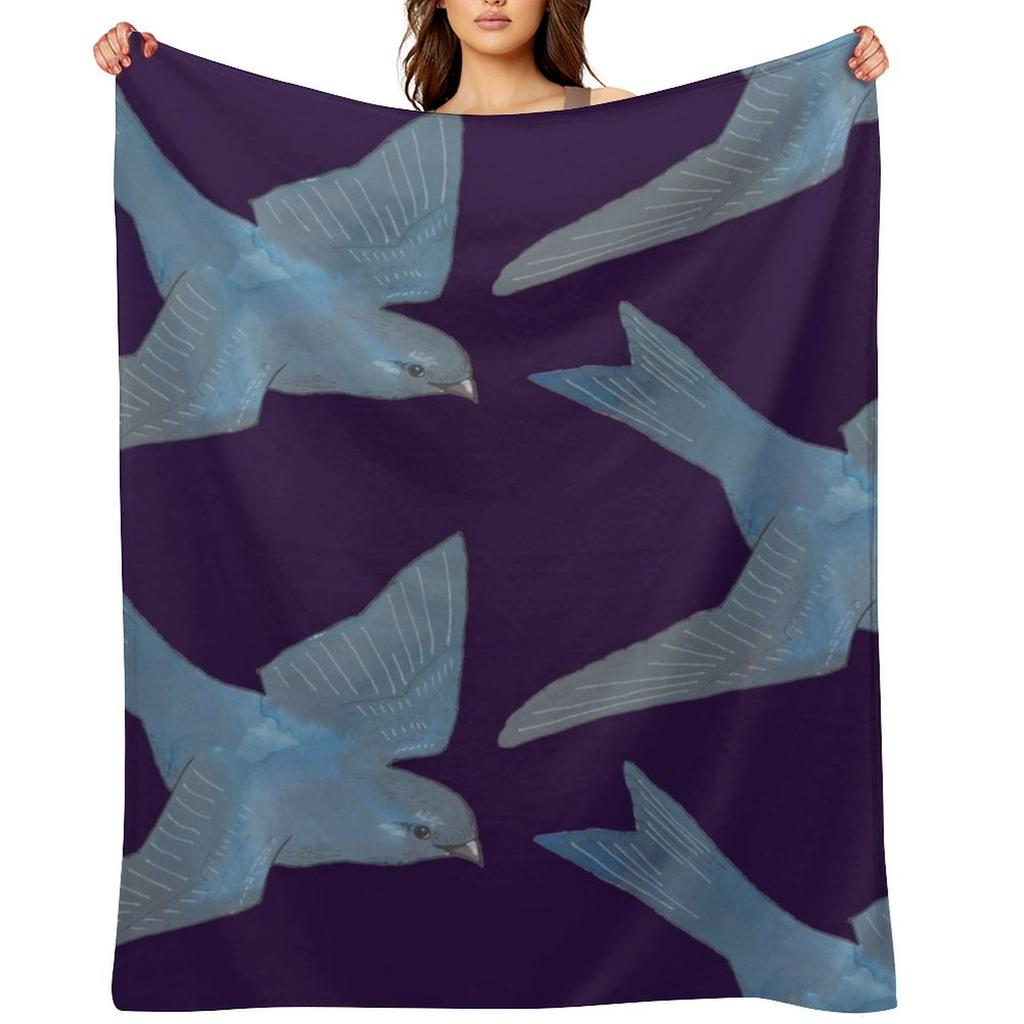 Purple Martin Bird Throw Blanket Travel Warm for Winter Sofa Bed Baby Blankets