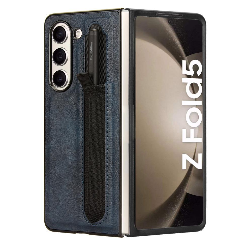 For Samsung Galaxy Z Fold5 5G Retro Texture Phone Cover PU Leather+PC Phone Case with Pen Slot