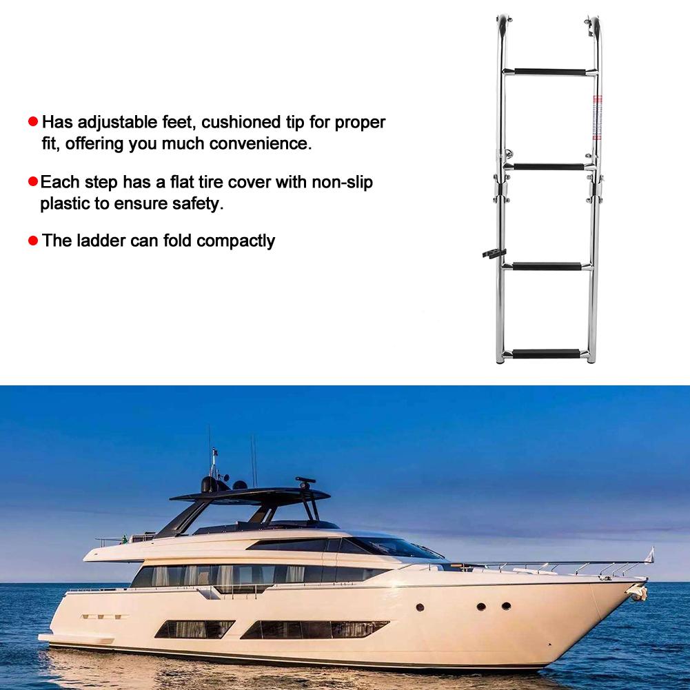 Stainless Steel 4 Step Folding Double Step Ladder Telescopic Boat Ladder Pontoon