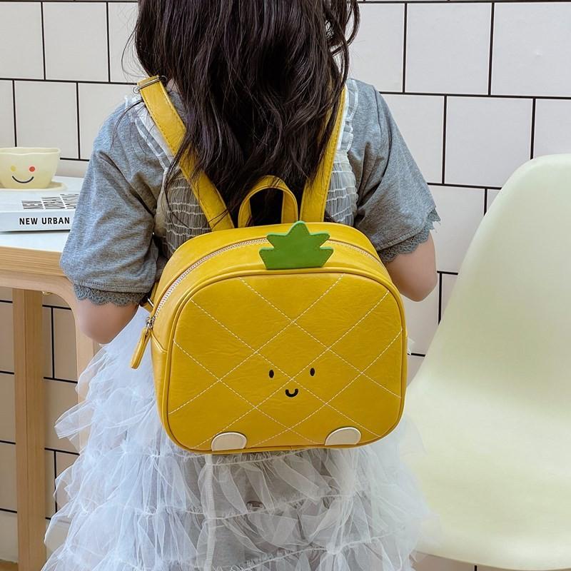 Pineapple Tiger Bear Kids Backpack Soft Pu Material For School And Casual Wear