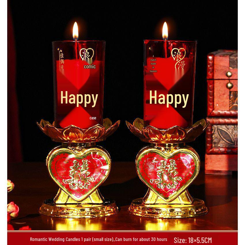 Wedding Double Happiness Red Candles - Smokeless Dragon and Phoenix Bridal Pair