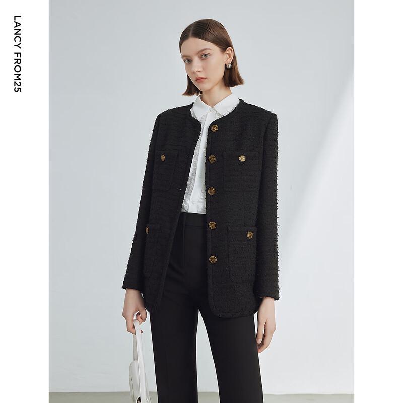 LANCY Women's Stylish Retro Textured Cropped Jacket