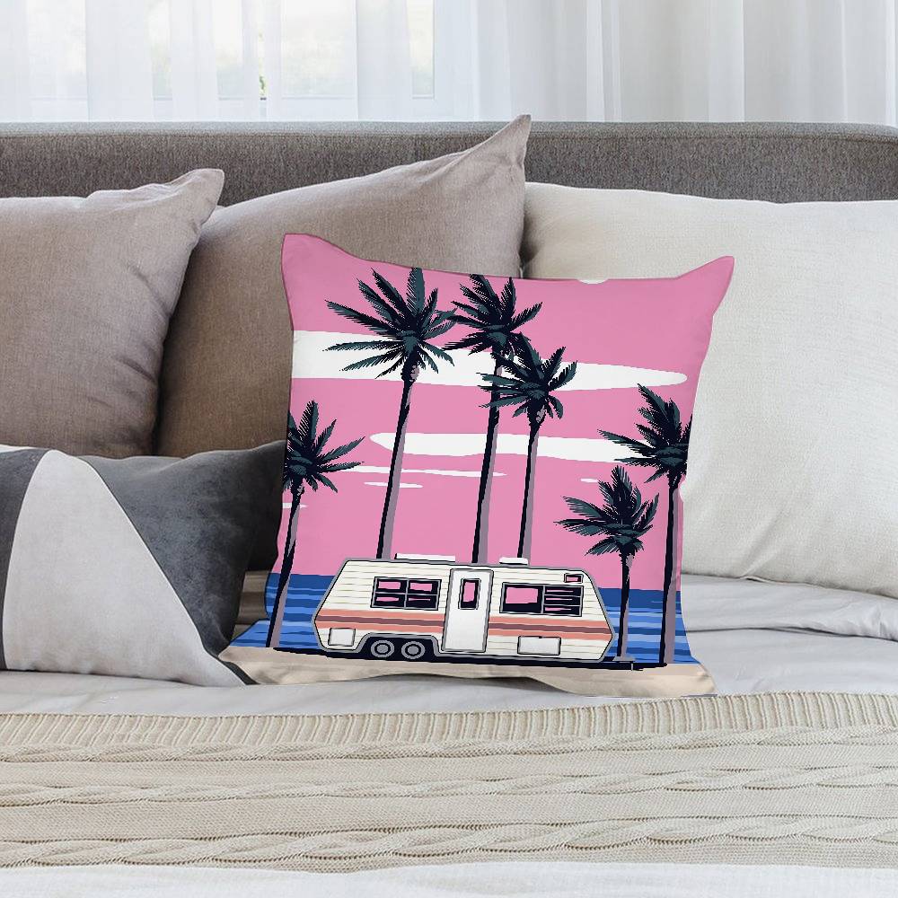 Vintage Simple Style Pillow Case Short Plush Double-sided Print Square Throw Pillow Covers Sofa Home Cushion Decor