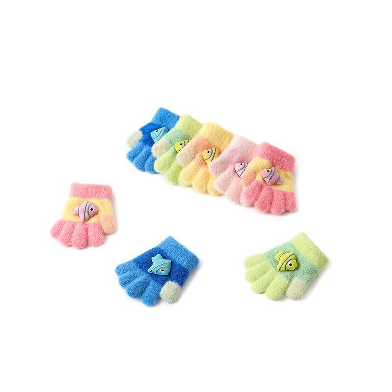 

Kids Cartoon Plush Five-Finger Winter Gloves One Size