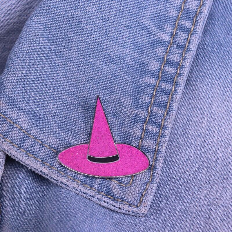 Magic Witch Hat Lapel Pin Rosy Glitter Wizardry Brooch Trendy Flair Addition