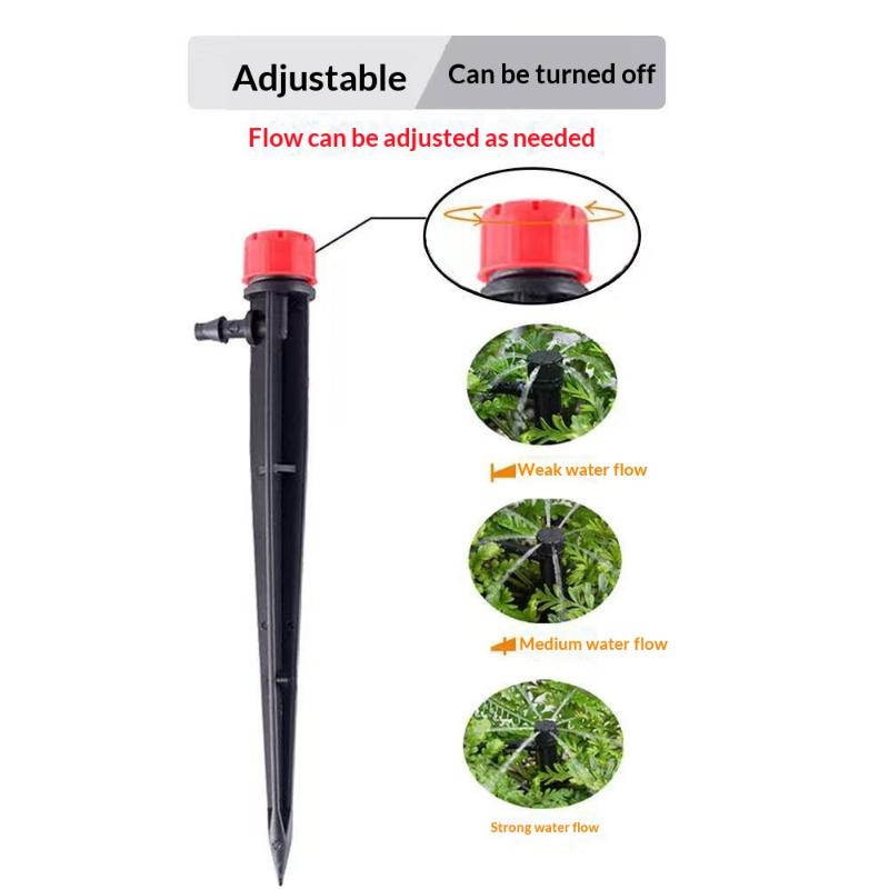 New 50Pcs Drip For 1/4" Drip Irrigation Tubing Adjustable 360° Adjustable Water Flow Drippers Garden Irrigation Drippers
