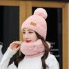 New Women's Autumn and Winter Knitted Hat Velvet Scarf Hat Set Student Cycling Warm Ear Protector Wool Hat