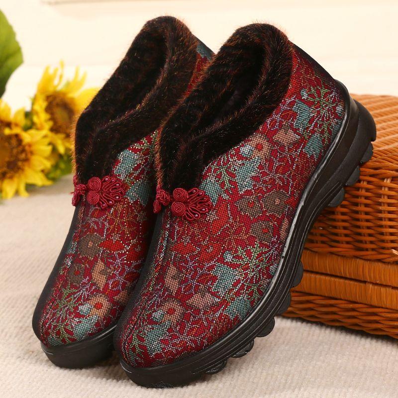 Peking Stoffschuhe ältere Baumwollschuhe Winter Samt verdickt ältere rutschfeste Baumwollstiefel weiche Sohle warm Oma Mutter Schuhe