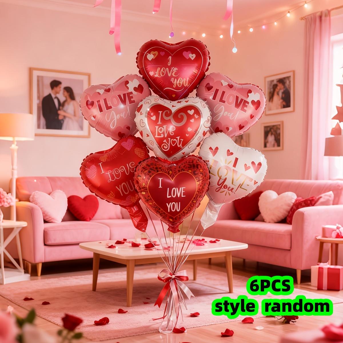 

6-Pack of Random Style Valentine s Day Heart Balloons, Heart-Shaped Balloons for Wedding Room Decoration, Wedding Celebration, Valentine s Day Confe 18inch